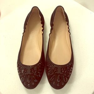 NWB Tory Burch Delphine Suede & Crystal Flats
